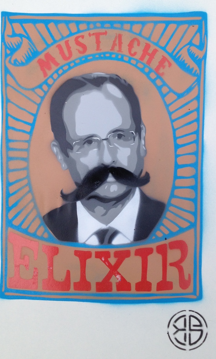 Mustache élixir; stencil by Black Salamander | Stencil, street art ...