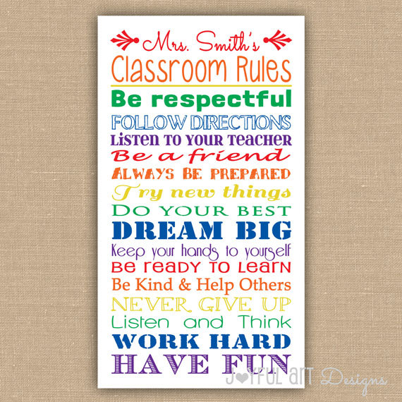 Custom Made Classroom Rules PRINTABLE. by JoyfulArtDesigns