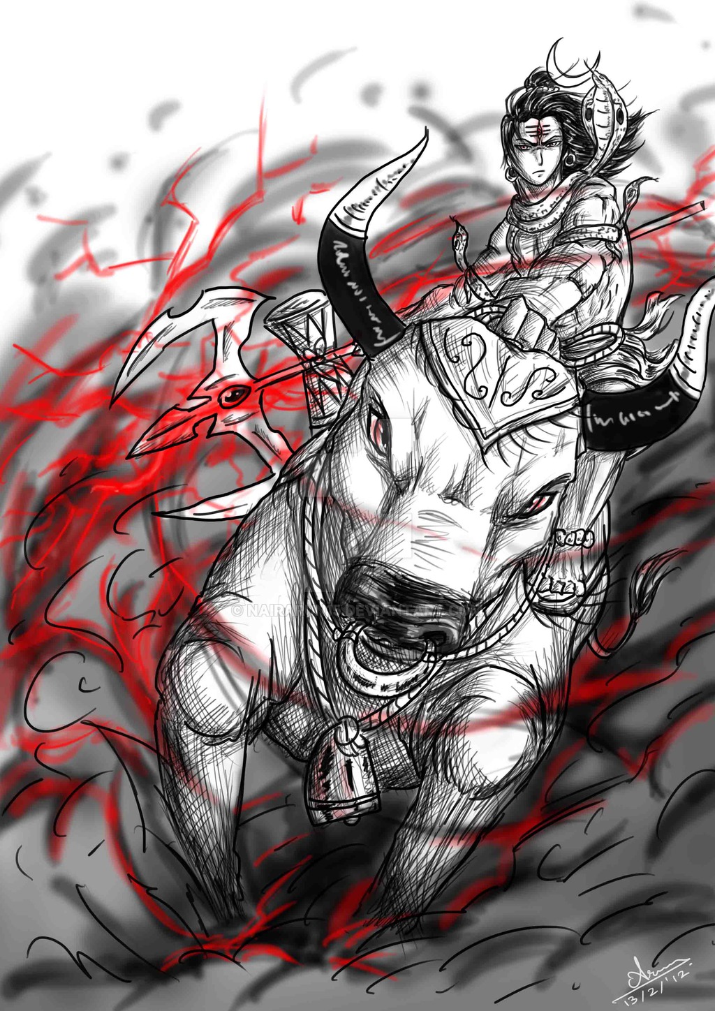 Anime sketch: Lord Shiva and Nandi by nairarun15 on DeviantArt