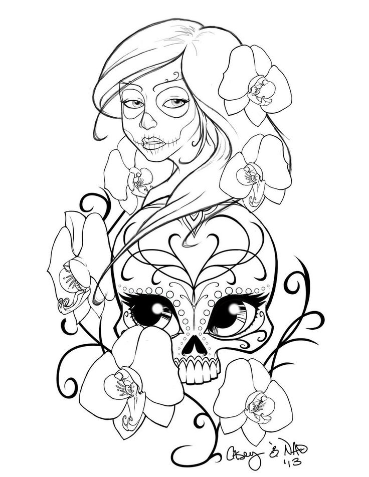 Sugar Skull Stencil | Sugar Skull Sleeve Tattoo Design by ...