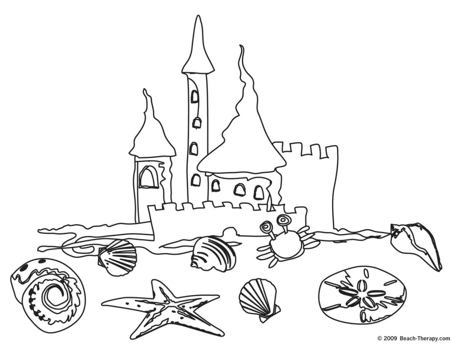 Free coloring pages of sandcastle