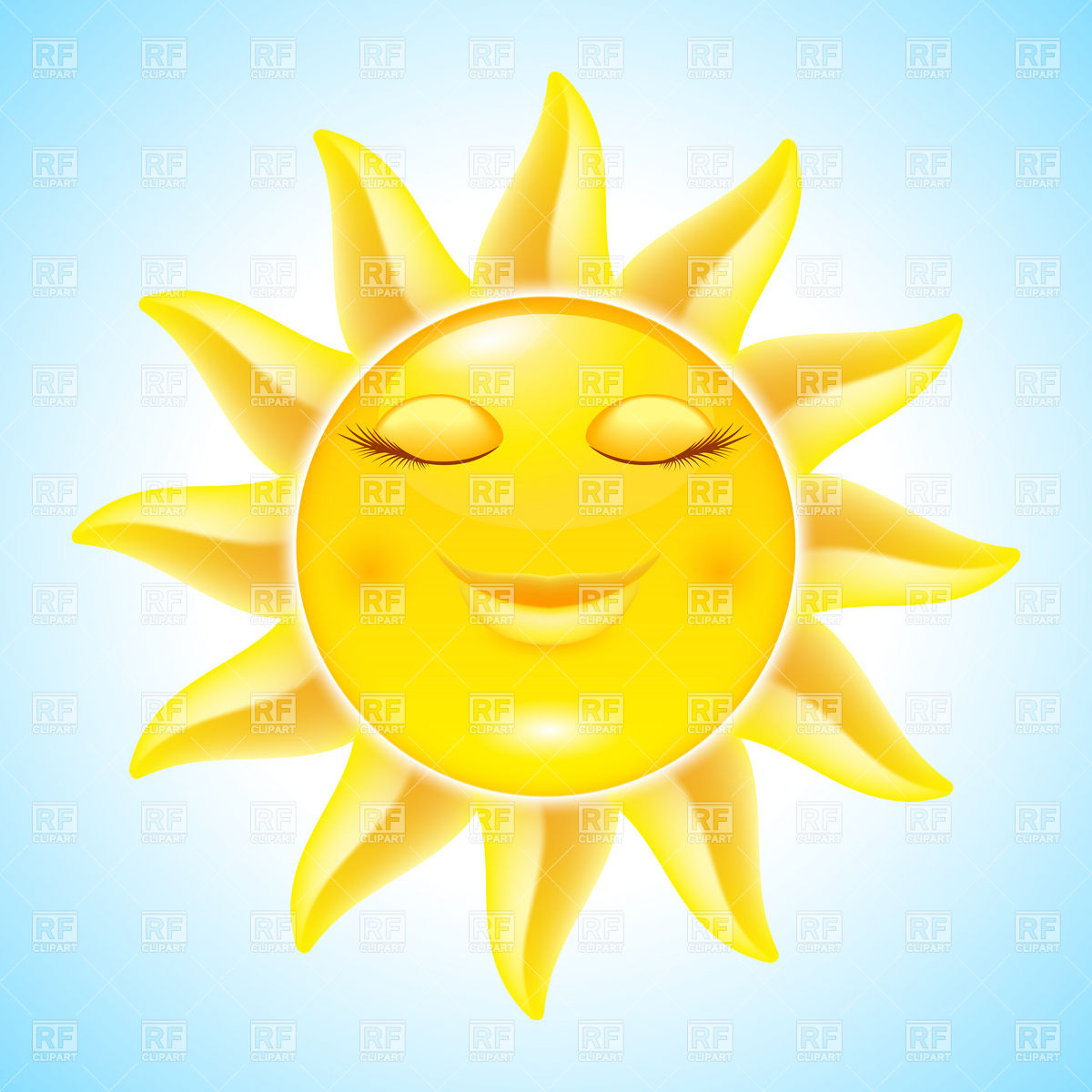 Cartoon sun with closed eyes takes pleasure on vacations, Travel ...