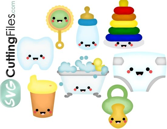 Kawaii Baby Things SVG Cutting File