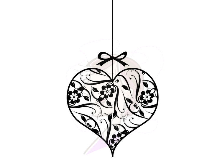 Heart Hanging Ornaments Clip Art Wedding Floral Swirl Leaf Frame Grap…