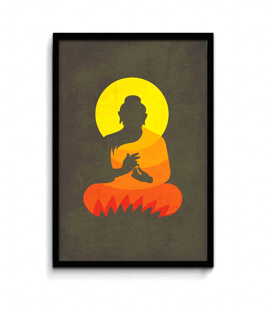 Buy Seven Rays Buddha on Lotus Silhouette Framed Poster @ Best ...
