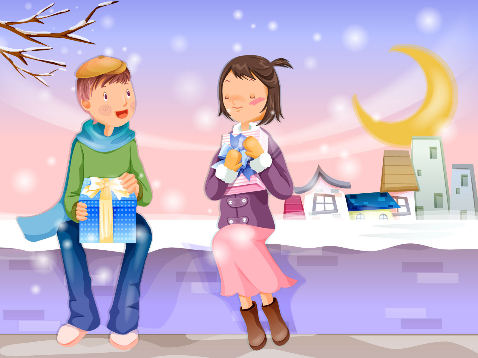 Sweet love couple illustration wallpaper comics desktop background ...