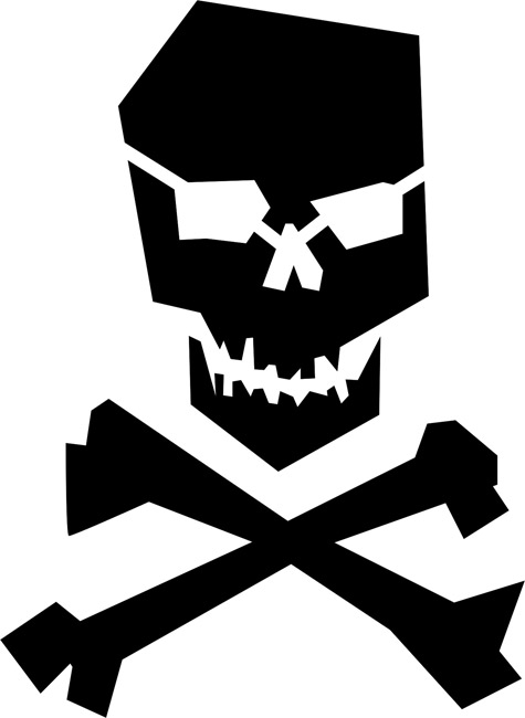 Chopped Skull and Crossbones Stencils- stencilease.com