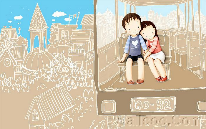 Childhood Sweetheart - Sweet Couples Cartoon Wallpaper 21 ...
