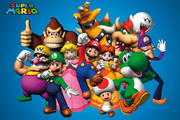FP1946 - Super Mario brothers characters poster and blockmount ...