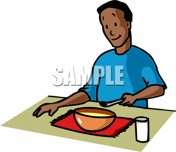 Kids Eating School Breakfast Clipart